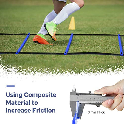 GHB Pro Agility Ladder Agility Training Ladder Speed 12 Rung 20ft with Carrying Bag - color: Blue-2 Pack
