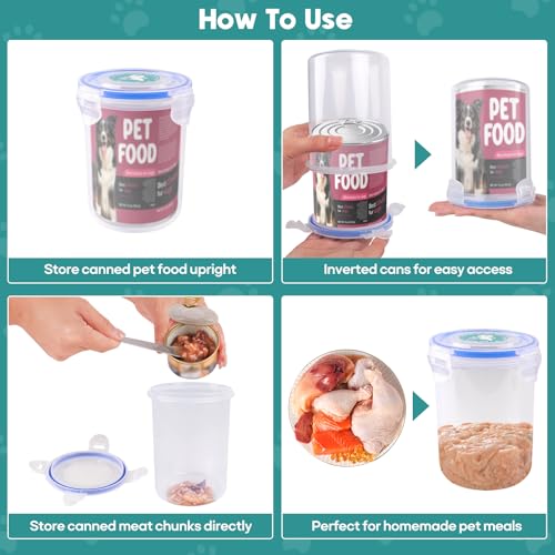Canned Cat Food Storage Lids,Reusable Airtight Can Cover Pet Food Sealer - Keeps Dog Food Storage Container Food Fresh, Cat Food Container Eliminates Odor, Easy To Use With SUS 304 Spoon,Can Opener