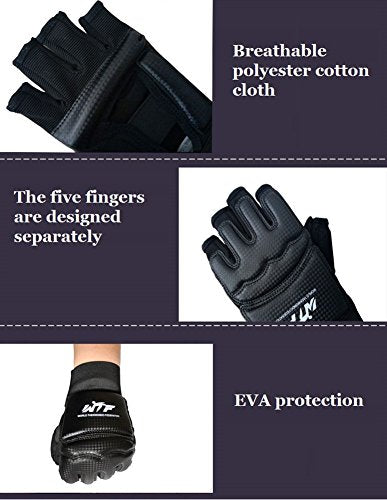 Men Kids Taekwondo Gloves Punch Bag Boxing Martial Arts MMA Sparring Grappling Muay Thai Training PU Leather Wrist Wraps Gloves - color: Black, size: X-Large