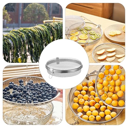 Food Drying Fish Net – Stainless Steel Mesh Rack, Round Hanging Dry Nets | Foldable Multi Layer Air Drying Baskets, Breathable Fly Proof Organizers for Fish, Fruits, Herbs, Vegetables and Outdoor