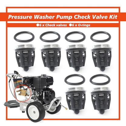 6PCS 70-0009 Pressure Washer Pump Check Valve Kit Replacement for Mi-T-M for InterPump 47 49 50 51 Series 758-543 36.7032.01 Kit01 K01, Replace 700009