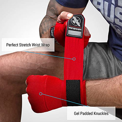 Hayabusa Quick Gel Hand Wrap Boxing Gloves | Slip-On Design, Padded Knuckle Protection, Hook and Loop Closure, Muay Thai Kickboxing, Men and Women, Sparring - color: Red, size: Medium