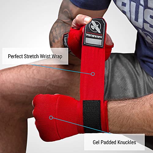Hayabusa Quick Gel Hand Wrap Boxing Gloves | Slip-On Design, Padded Knuckle Protection, Hook and Loop Closure, Muay Thai Kickboxing, Men and Women, Sparring - color: Red, size: Large