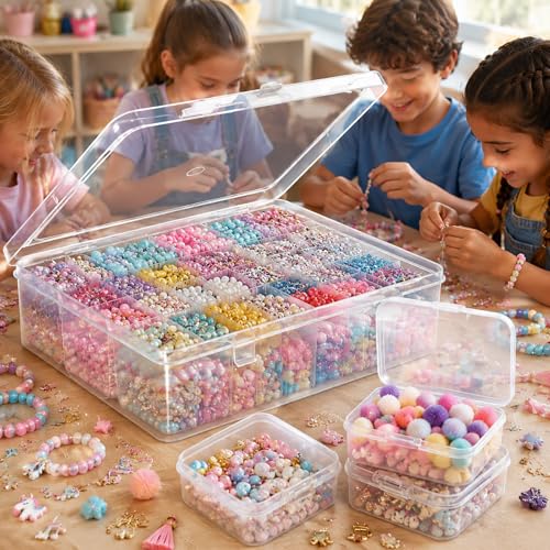 Bead Organizer Box, 30Pcs Small Plastic Boxes Rhinestone Organizer Bead Containers Nail Organizers and Storage Clear Dimond Storage with Hinged Lid and Stackable(2.17'*2.17'*0.79)