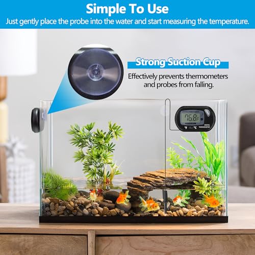 Aquarium Thermometer with Large LCD Display Fahrenheit/Celsius(℉/℃) Fish Tank Thermometer for Aquarium Reptile Terrarium Digital Water Thermometer with Suction Cup(2 Pack) - size: 2 Pack