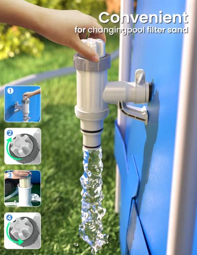 [ Patented ] POOLHACKER Plunger Valve Plus with Pool Hose Adapter and Pool Pipe Holder, Pool Replacement Parts Accessories for above Ground Pool (2 Pcs) - color: 2 Pack - Round Top