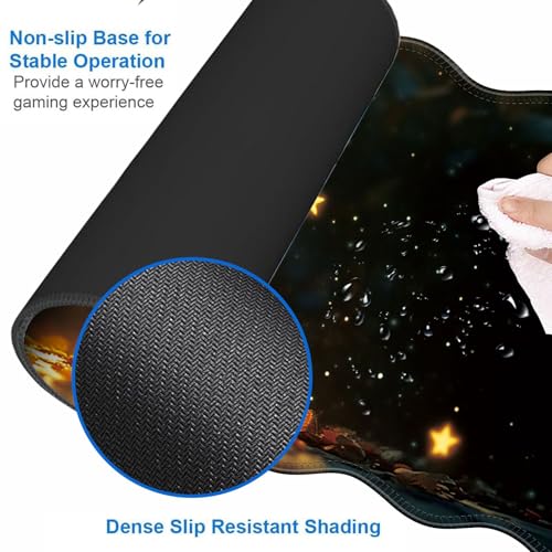 Large Gaming Mouse Pad, Keyboard Wrist Rest Pad & Wrist Support Mousepad Set, Stitched Edge, Extended, Non-Slip Base, Memory Foam Desk Mat for Office, Home,Cute Kitten - color: Cute Kitten