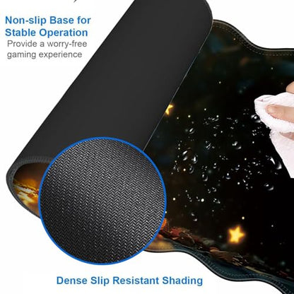 Large Gaming Mouse Pad, Keyboard Wrist Rest Pad & Wrist Support Mousepad Set, Stitched Edge, Extended, Non-Slip Base, Memory Foam Desk Mat for Office, Home,Cute Kitten - color: Cute Kitten