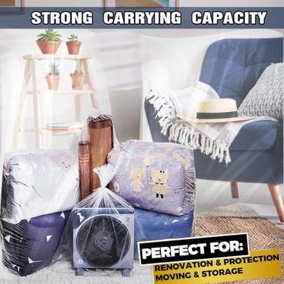 8 Pack 40x55 inches Extra Large Clear Plastic Bags for Car Seat, Luggage, Suitcase, Chair, and Attic Storage, Storage Bags for Clothes Packing, Furniture, Quilts