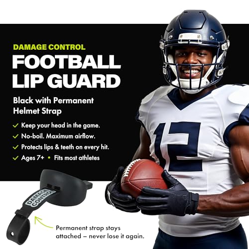 DAMAGE CONTROL Pacifier Football Mouth Guard – Permanent Strap – Black - color: Black