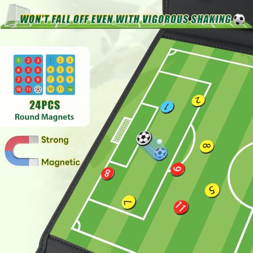 Soccer Coaching Board, Magnetic Soccer Clipboard for Coaches, Foldable Board with Dry Erase Marker - style: Soccer-A
