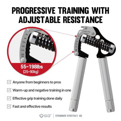 GD Grip Strength Trainer Finger Exerciser Strengthener IRON GRIP Pinch Set - color: EXT.P 90 (55~198lbs)