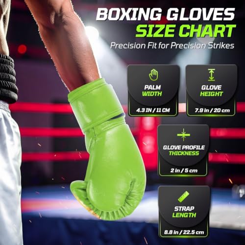 Flexzion Boxing Gloves for Kids 4oz – Training Punching Bag Mitts, Kid Boxing Gloves with Faux Leather & Wrap-Around Wrist Protection for Boys & Girls Ages 3-8 Years - color: Green Blaze