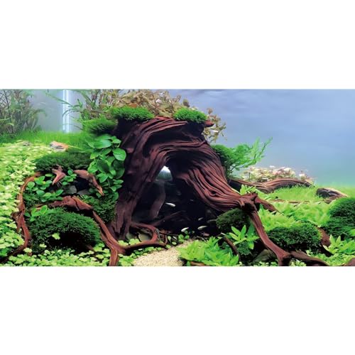 AWERT 24x12 inches Wood Aquarium Seaweed Aquarium Background River Bed & Lake Fish Tank Background Seagrass Aquarium Vinyl Background