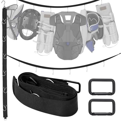 50 Inch Portable Hockey Gear Hanger Strap Vertical or Horizontal Drying Rack Hockey Equipment Drying Organizer Hockey Stuff Hanger Drying Rack with 2 Adjustable Hook Camping Outdoor