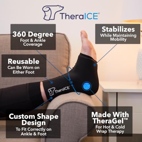 TheraICE Ankle Ice Pack Wrap, Achilles Tendonitis Brace, Plantar Fasciitis - size: Small/Medium, style: Original