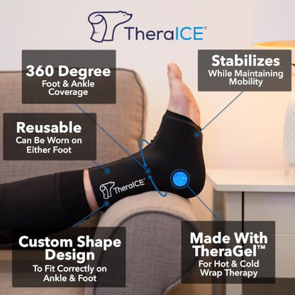 TheraICE Ankle Ice Pack Wrap, Achilles Tendonitis Brace, Plantar Fasciitis - size: Small/Medium, style: Original