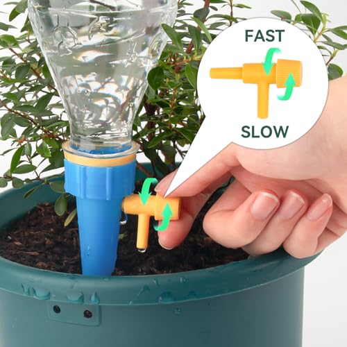 22 Pack Self Watering Spikes for Plant, 11 Blue & 11 Green Automatic Plants Waterer, Insert Devices with Adjustable Valve Switch for Garden Water Planter System Indoor & Outdoor