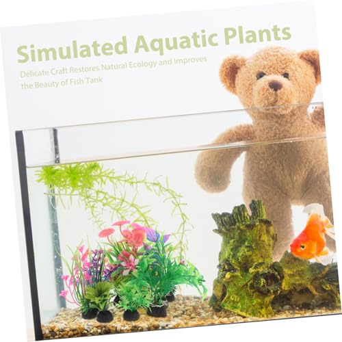 Kisangel 9pcs Broken Barrel Aquarium Decorations with Artificial Plants Betta Cave Hideout Fish Tank Barrel Ornament for Fish Shrimp Betta Goldfish and Reptiles Hideouts Accessories