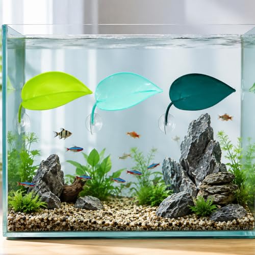 6PCS Frog Tank Accessories, Betta Leaf Hammock Set with Suction Cups, Beta Fish Hammock, Aquarium Decor for Sleeping and Resting, 3 Suction Leaf Beds in Transparent Green and Tender Green