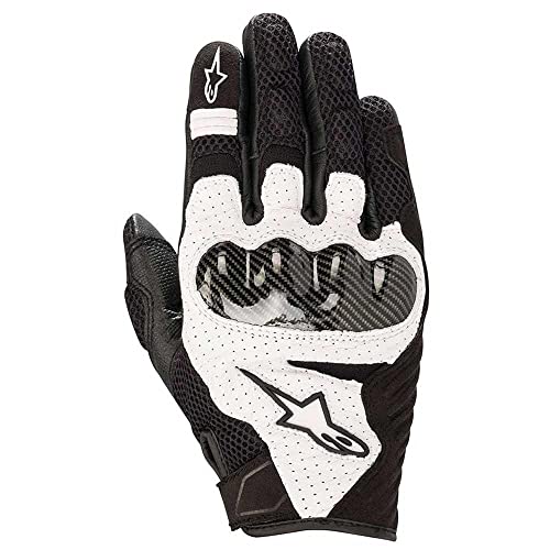 Alpinestars SMX 1 Air V2 Motorcycle Gloves Lightweight Ventilated Design Street Riding Comfort Enhanced Grip Protection - color: Black/White, size: Small