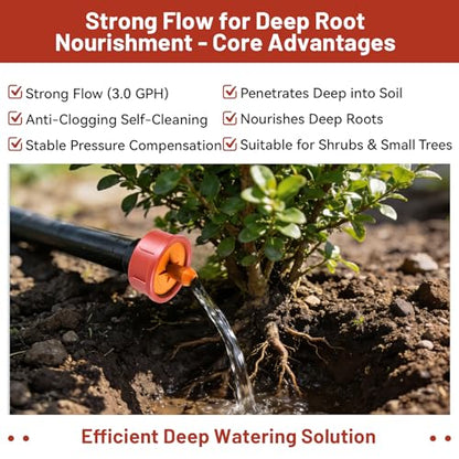 50 PCS 3 GPH Pressure Compensating Drip Irrigation Spot Dripper, High Flow Drip Irrigation Emitters Heads for Large Trees Bushes, Irrigation Drippers Parts for Orchard Large-Scale Outdoor Irrigation - size: 3 GPH 50PCS