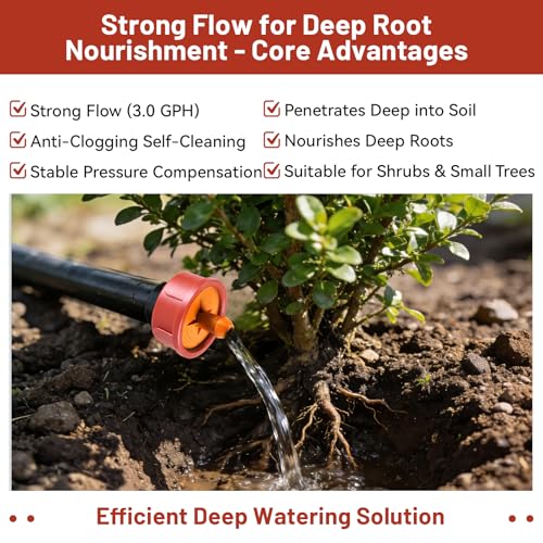 300 PCS 3 GPH Pressure Compensating Drip Irrigation Spot Dripper, High Flow Drip Irrigation Emitters Heads for Large Trees Bushes, Irrigation Drippers Parts for Orchard Large-Scale Outdoor Irrigation - size: 3 GPH 300PCS