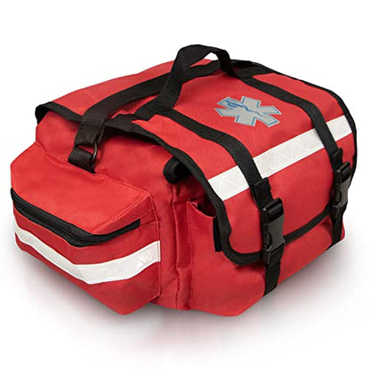 ASA TECHMED Empty First Aid Bag Red 17 x 9 x 7, Professional EMT Bag and Medic Bag Organizer, Versatile Medical Bag for EMS Gear, Med Bag Storage for Workplace, Vehicle or Home Preparedness
