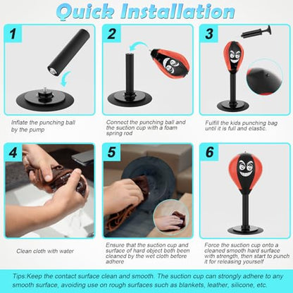 HZG Desktop Punching Bag, Stress Buster with Suction Cup for Office Table and Counters, Heavy Duty Stress Relief Ball, Desk Boxing Punch Ball, Funny Toys for Kids Coworkers and Friends - color: red