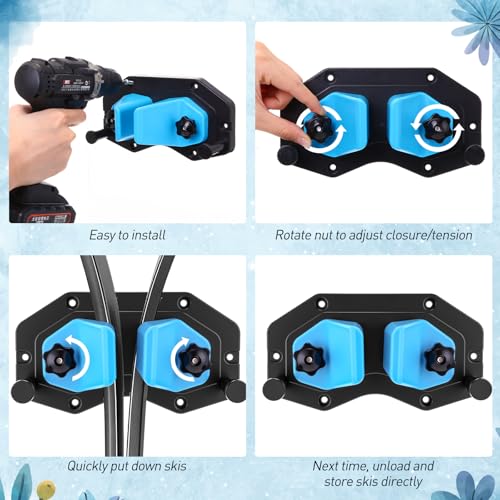 Soulchen 2 Pcs Ski Snowboard Wall Rack, Garage Storage Organizer