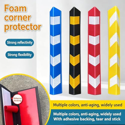 Reflective Foam Corner Pad, Self-Adhesive Wall Shield, Anti-Collision Strip with Strong Grip, Flexible Barrier for Rough Cement, Factory Parking Areas(Black,Style 2_10MM/0.39IN)