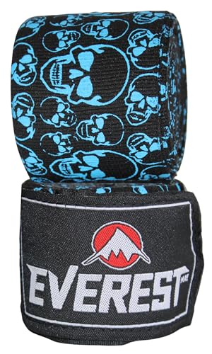 Mexican Style Hand Wraps 180" Semi-Elastic Boxing Wraps with Thumb Loop, Inner Gloves Bandages for Muay Thai, Kickboxing, Grappling - color: Midnight Skull