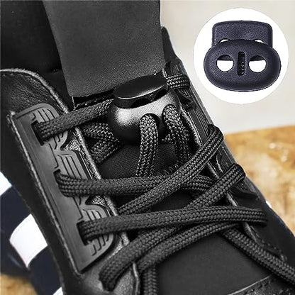 Anprola 50Pcs Plastic Cord Locks with 50Pcs Zipper Pull Tabs Cords Ends Tips Double Hole Spring Toggle Stoppers Fastener for Shoelaces, Drawstrings, Paracord, Bags, Clothing