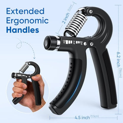 FitBeast Grip Strength Trainer 2 Pack – Adjustable Hand Grip Strengthener for Strength Training & Rehabilitation, 10-132 lbs Resistance Forearm Strengthener, Ideal for Athletes, Rehab, Office - color: Black