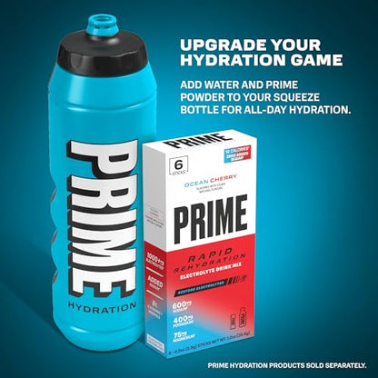 PRIME 32 oz Blue Squeeze Sports Water Bottle, BPA Free, Dishwasher Safe, Easy-Grip Ergonomic Leakproof Design, Fast Hydration for Gym, Cycling, Running - color: Blue