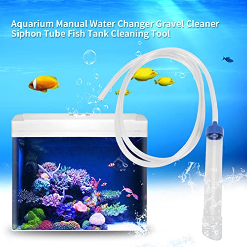 Aquarium Manual Water Changer, Gravel Cleaner Siphon Tube PVC Vacuum Pump Fish Tank Water Transfer Tool Small Size Fit for About 30L Aquarium