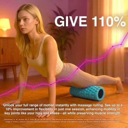 321 STRONG Patented 3-Zone Massage Roller, Medium Density for Exercise - color: Aqua