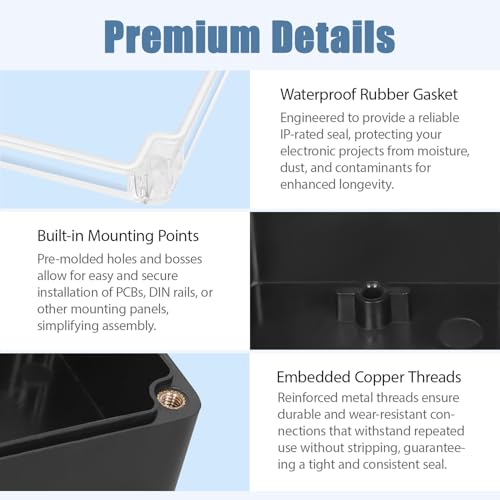 Junction Box with Clear Cover IP65 Waterproof Project Box Dustproof ABS Plastic Electrical Project Boxes Universal Enclosure, Black 3.2"x 3.1"x 2.2"(83x81x56mm)(Pack of 2)