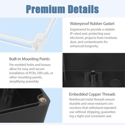 Junction Box with Clear Cover IP65 Waterproof Project Box Dustproof ABS Plastic Electrical Project Boxes Universal Enclosure, Black 3.2"x 3.1"x 2.2"(83x81x56mm)(Pack of 2)