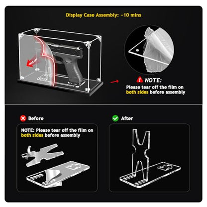 KOLIPI Gun Display Case, Clear Acrylic Pistol Display Box for 1911 Handguns - size: Gun Display Case, 11.5x4.7x7.1 inch