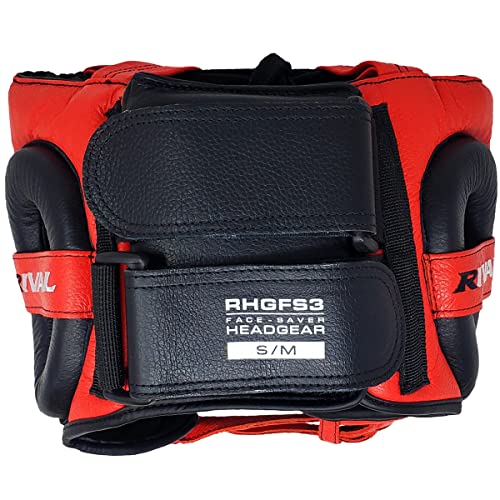 RIVAL Boxing RHGFS3 Face-Saver Sparring Headgear - Wide Eye Opening, Premium Leather, and Thermoplastic Inner Frame - color: Red, size: Small-Medium