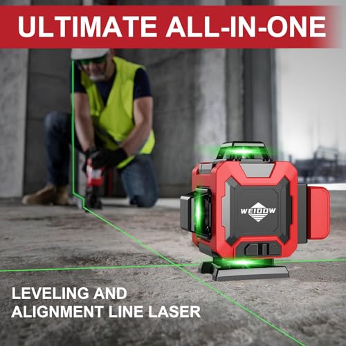 Laser Level with Tripod, Self Leveling Laser Level 4x360°, Green Line Laser 4D Laser Leveler Tool with 2Pcs Lithium Batteries for Picture Hanging, Tile, Home Renovation(SizeX)