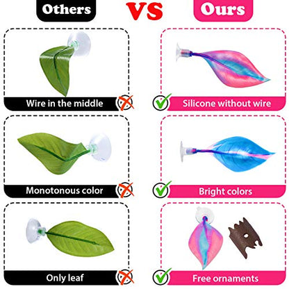 WILLBOND 2 Pcs Blue Pink Silicone Betta Fish Bed Leaf Hammock Betta Fish Tank Accessories Decorations for Aquarium Ornaments, Practical Resting Spot, Comfortable and Safe