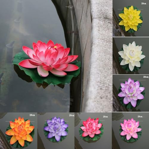Floating Pond Lily Pads Artificial Flowers Decoration With Handcrafted Detail And Stable Float Base Suitable Aquarium And Garden Pools(Lavender) - color: Lavender