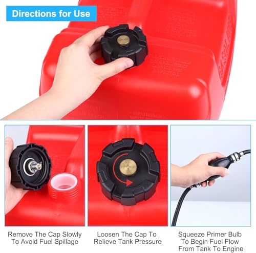 Marine Tank, 3 Gallon Marine Portable Tank Outboard Marine Boat Transfer Tank with 9.8ft Hose, Gauge for Outboard Engine Boats, I-Shaped Handle, Easy to Carry