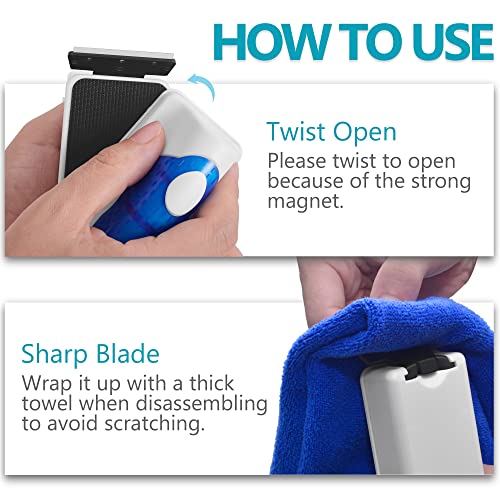 Magnetic Aquarium Fish Tank Glass Algae Scrapers Glass Cleaner Scrubber Clean [Blades Attachment, Floating, Scratch-Free, Non-Slip, Magnetizing] L - color: Dark Blue