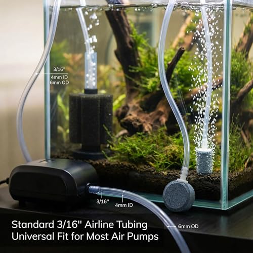 Aquarium Airline Tubing 3/16” Standard Air Hose, Flexible and Kink Resistant Tubing for Fish Tank Air Pump, Safe for Freshwater and Saltwater Aquariums-6.5 Feet