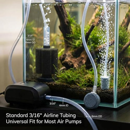 Aquarium Airline Tubing 3/16” Standard Air Hose, Flexible and Kink Resistant Tubing for Fish Tank Air Pump, Safe for Freshwater and Saltwater Aquariums-6.5 Feet