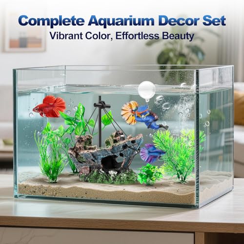 6 Pack Little Diver Floating Fish Tank Decoration，Mini Floating Submarine Aquarium Plants Sunken Ship Decoration — Safe Resin Fish Tank Decor for Betta, Shrimp (5.3 x 2.5 x 4.5 inches) - size: 6 Pcs