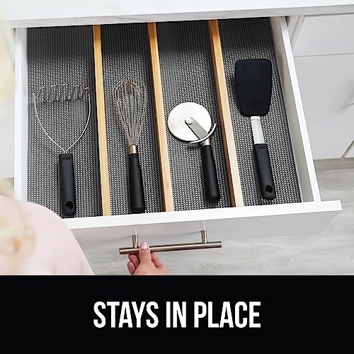 GORILLA GRIP powerGRIP Drawer Shelf and Cabinet Liner, Thick Strong Hold, Non-Adhesive Liners Protect Kitchen Cabinets and Cupboard, Bathroom Drawers, Easy Install, Breathable Mat, 12" x10', Gray - color: Gray, style: 12" x 10'
